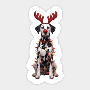 Christmas Red Nose Dalmatian Dog Sticker